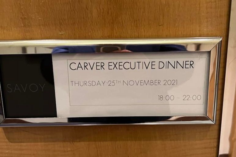 Carver Executive Dinner sign at the Savoy